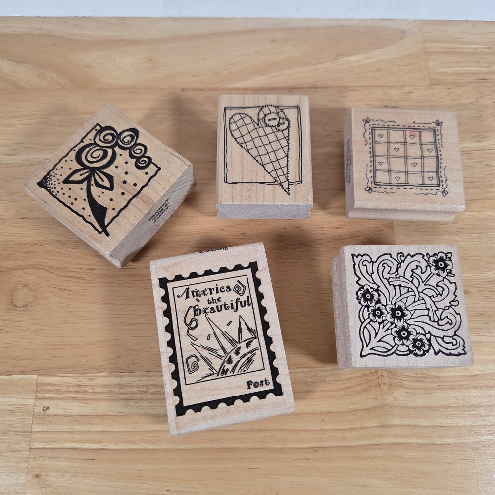 Decorative Wooden Stamps Ink Stamps Scrapbooking Scrapbook Set 5